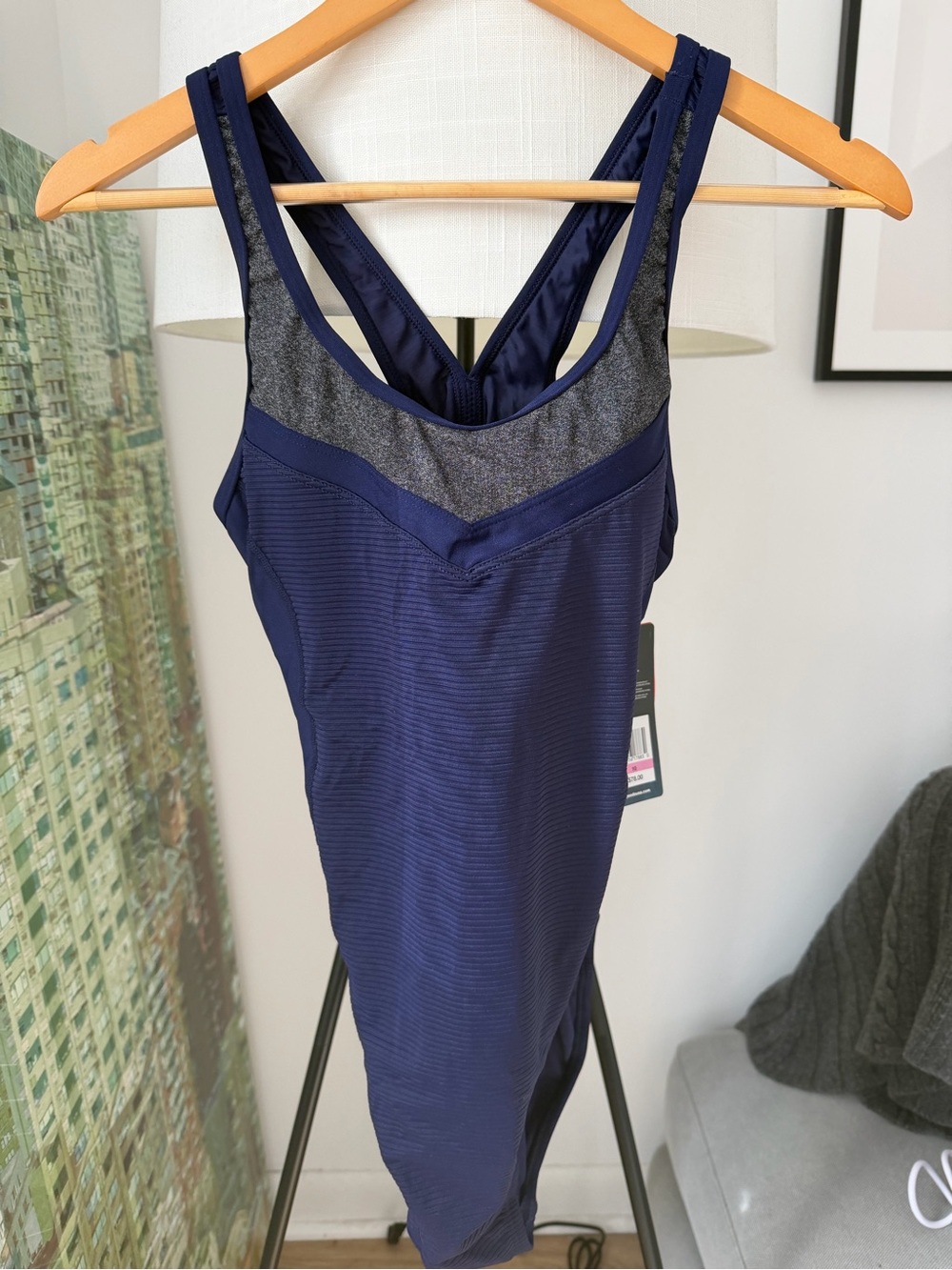 Women’s Navy Blue & Heather Grey Speedo Swimsuit